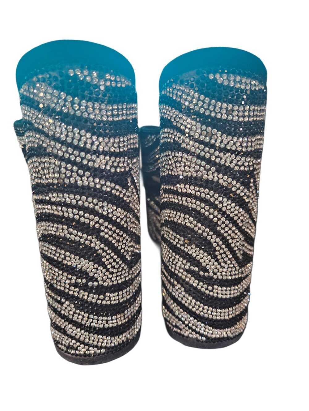 London Rag Rhinestone Zebra Platform Mules 7 - Picture 4 of 11